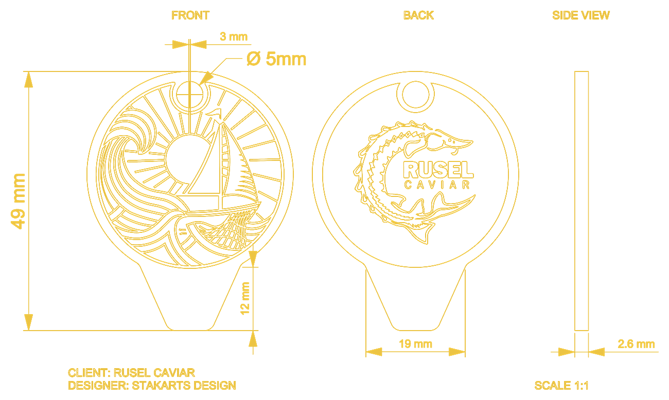 Rusel Caviar Medallion technical blueprint drawing